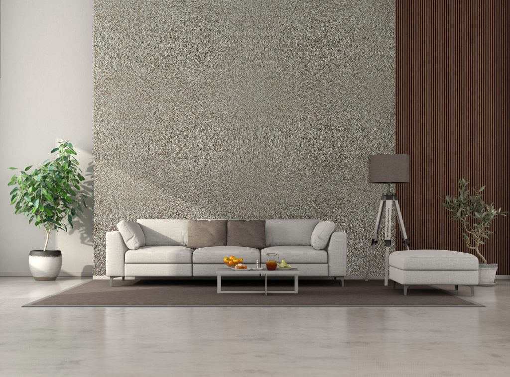 Minimalist living room with white sofa